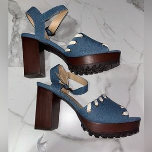 Blue Strappy Open Toed Heels